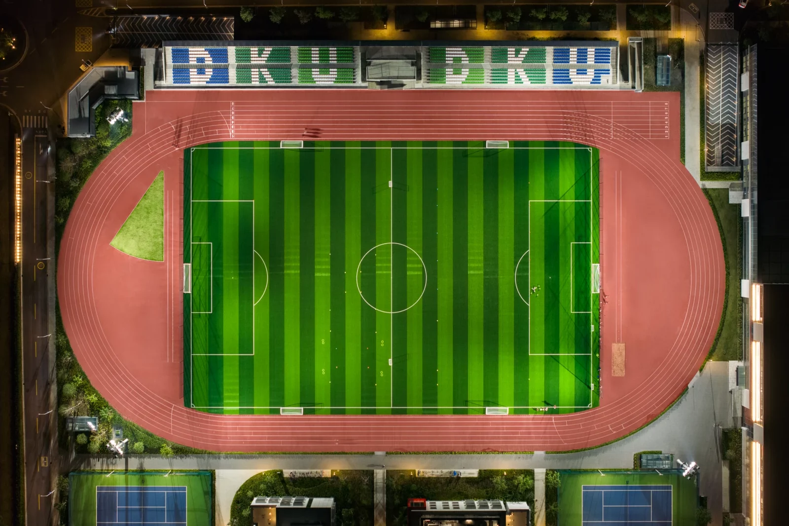 Football field with 1,865 seats for spectators