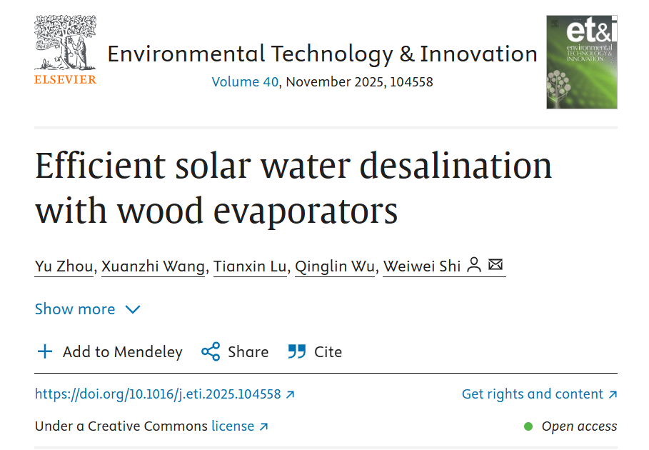 Student research on solar powered desalination published in international journal