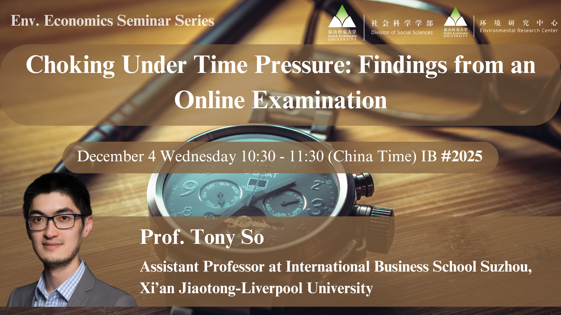 Env. Econ Seminar Series | Choking Under Time Pressure: Findings from an Online Examination