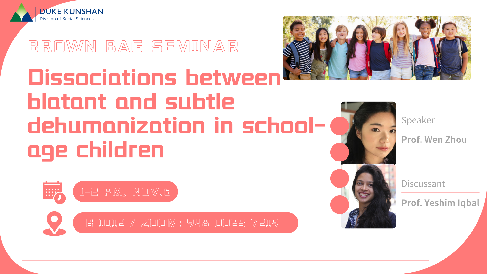 Brown Bag Seminar | Dissociations between blatant and subtle dehumanization in school-age children