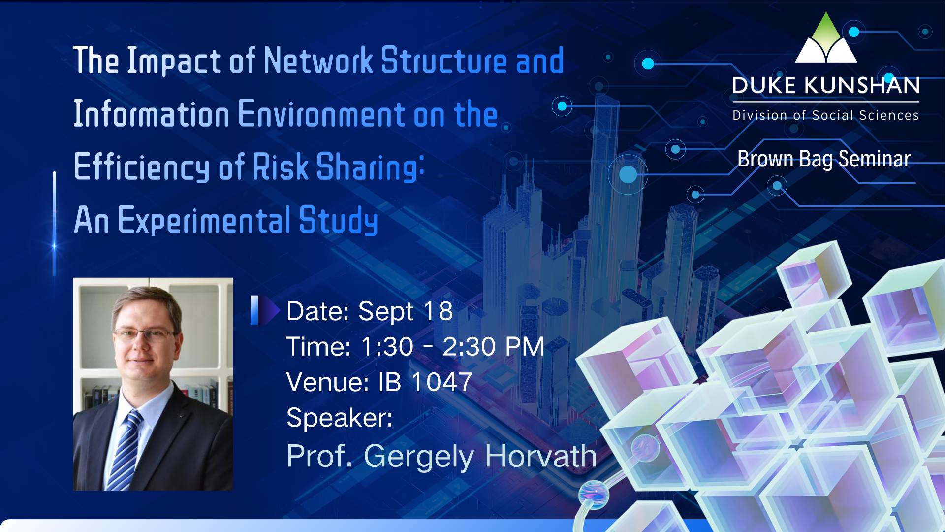 Brown Bag Seminar | The Impact of Network Structure and Information Environment on the Efficiency of Risk Sharing: An Experimental Study