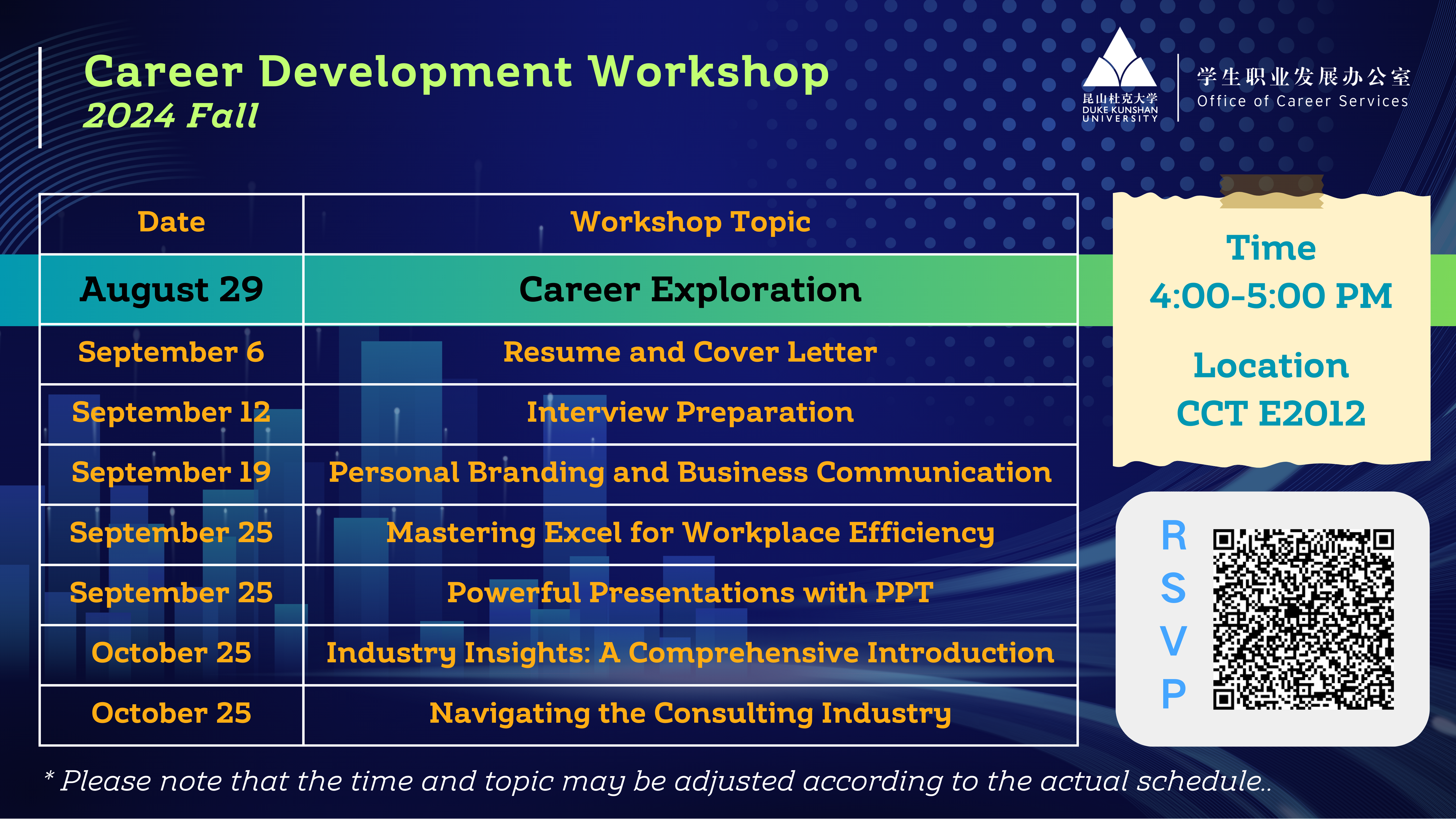 Career Development Workshop: 2024 Fall Career Services Workshop Series