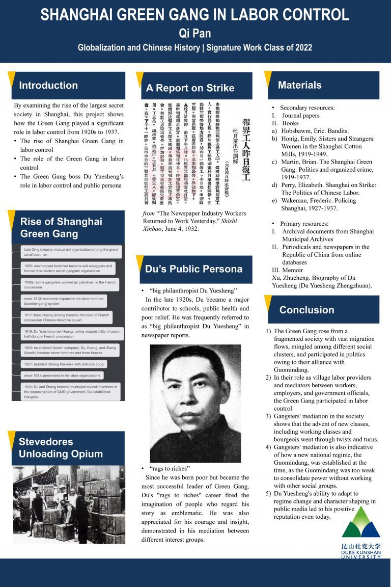 The Role of The Shanghai Green Gang in Labor Control, 1920-1937