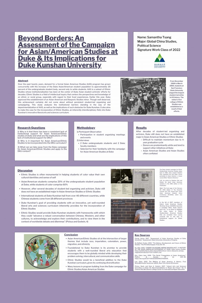 Beyond Borders: An Assessment of the Campaign for Asian/American Studies at Duke & Its Implications for Duke Kunshan University